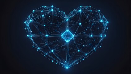 heart with star chain in black background.