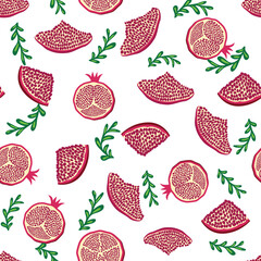 Pomegranate pattern, Happy and sweet New Year Shana Tova with pomegranates and seeds