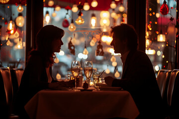Romantic eve of the couple who celebrate St Valentine’s Day - obrazy, fototapety, plakaty