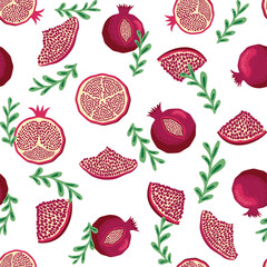 Pomegranate pattern, Happy and sweet New Year Shana Tova with pomegranates and seeds