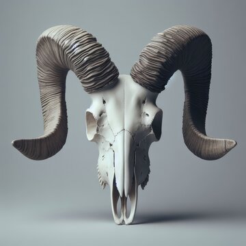  a horned sheep skull head