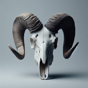  a horned sheep skull head