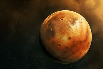Obraz na płótnie Canvas The Mars-like planet on the dark space background