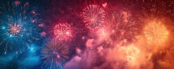 Fototapeta na wymiar a colorful display of fireworks on a night sky