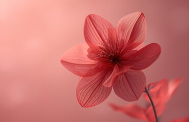 a red flower shape on a pink background