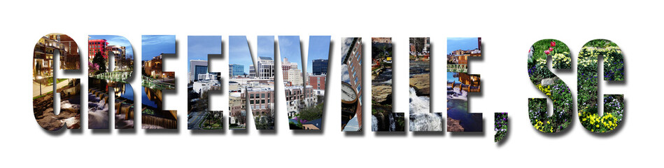 Greenville SC collage of images on white