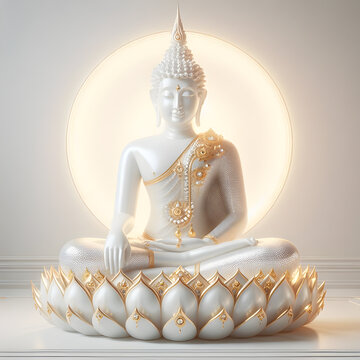 Buddha statue on lotus flower. Generative AI