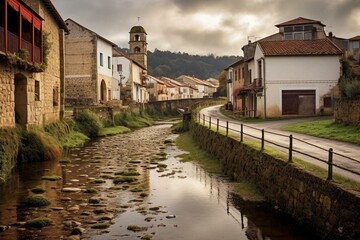 Fototapeta na wymiar Description of Santa Cruz de Bezana, a Spanish town in Cantabria region, with a background image. Generative AI