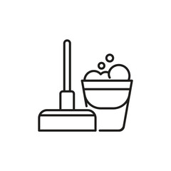 Floor cleaning icon, floor cleaner symbol, isolated on white background, vector illustration