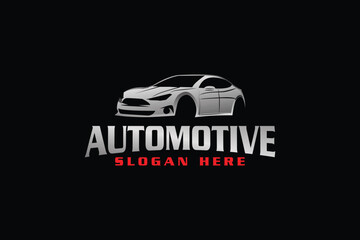 Car logo with car outine of a premium car silver with wrapped text vector