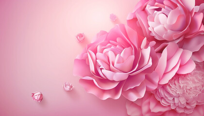 Obraz premium Pink Romance love flower with frame for Valentine, wedding card, mother day background.