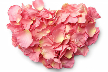 a heart shape using pink rose petals with a transparent background in PNG format