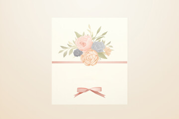 Elegant Invitation Card Template with Blush Roses and Ribbon Detail in pastel colors