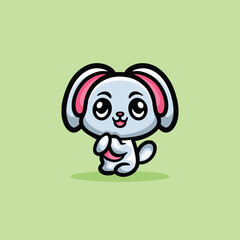 Cute Rabbit Cartoon Mascot Animal Vector Logo Design illustration