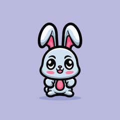 Cute Rabbit Cartoon Mascot Animal Vector Logo Design illustration