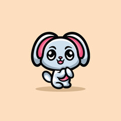 Cute Rabbit Cartoon Mascot Animal Vector Logo Design illustration