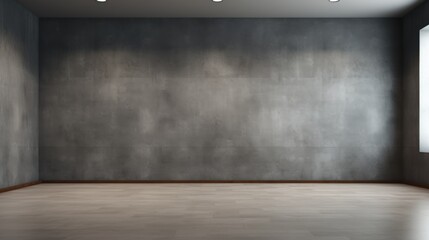 Clean and simple neutral grey wall empty room background or backdrop for online presentations and virtual meetings - obrazy, fototapety, plakaty