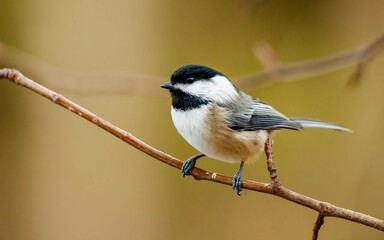 black capped chickadee on branch