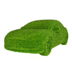Fototapeta premium Grass-covered car isolated on transparent background. 3D rendering