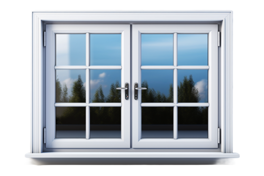 Aluminium Casement Window on Transparent background.