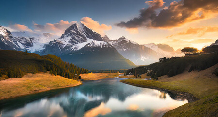 Fototapeta premium the serene and awe inspiring moment of a sunrise in the wild