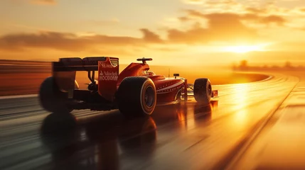 Tableaux ronds sur aluminium F1 Formula 1 bolid on racing track, F1 grand prix race