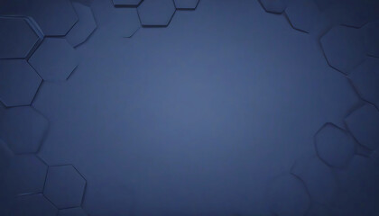 Hexagonal dark blue navy background texture placeholder, radial center space, 3d illustration, 3d rendering backdrop.