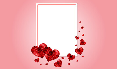 Valentine card with heart, Stylish photo frame