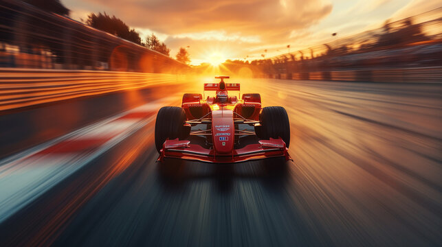 Formula 1 bolid on racing track, F1 grand prix race