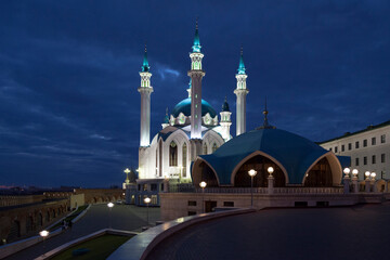 The Qolşärif Mosque in Kazan during the blue hour