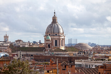 Naklejka premium Aerial view of Church of Saints Ambrose and Charles Borromeo in Rome