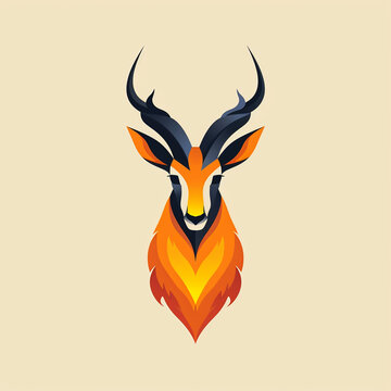 flat vector logo of big antelope