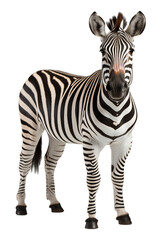 close up portrait of zebra animal on transparent background, generative ai