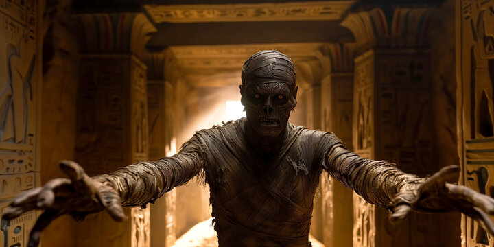 Egyptian mummy in ancient egypt pyramid