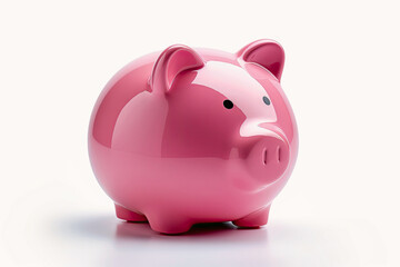 pink piggy bank of money white background