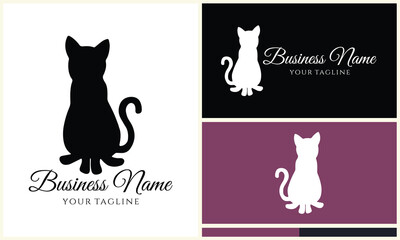 vector cat silhouette logo template