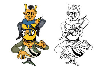Coloring pages for kids with business people, cartoon style