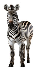 Fototapeta na wymiar close up portrait of zebra animal on transparent background, generative ai