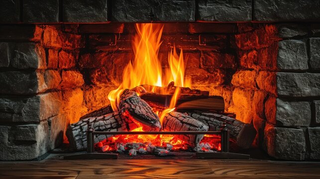 Fireplace chimney coozy room country house wallpaper background