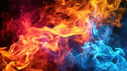 Fototapeta premium Colorful neon flame burn fire blaze abstract texture wallpaper background