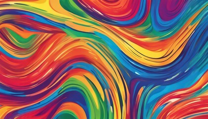 Fototapeta na wymiar Vibrant abstract background with swirling rainbow colors and fluid patterns
