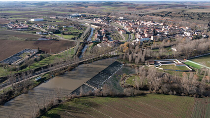 Panoramic aerial view of Alar del Rey, Palencia, Spain