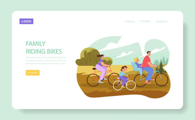 Family Riding Bikes concept. A wholesome outdoor adventure with loved ones cycling together amidst nature.