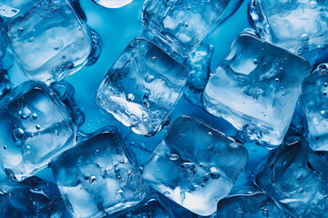 background covered with blue ice cubes, Texture