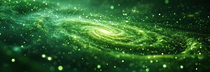 green swirls surrounded by other green particles