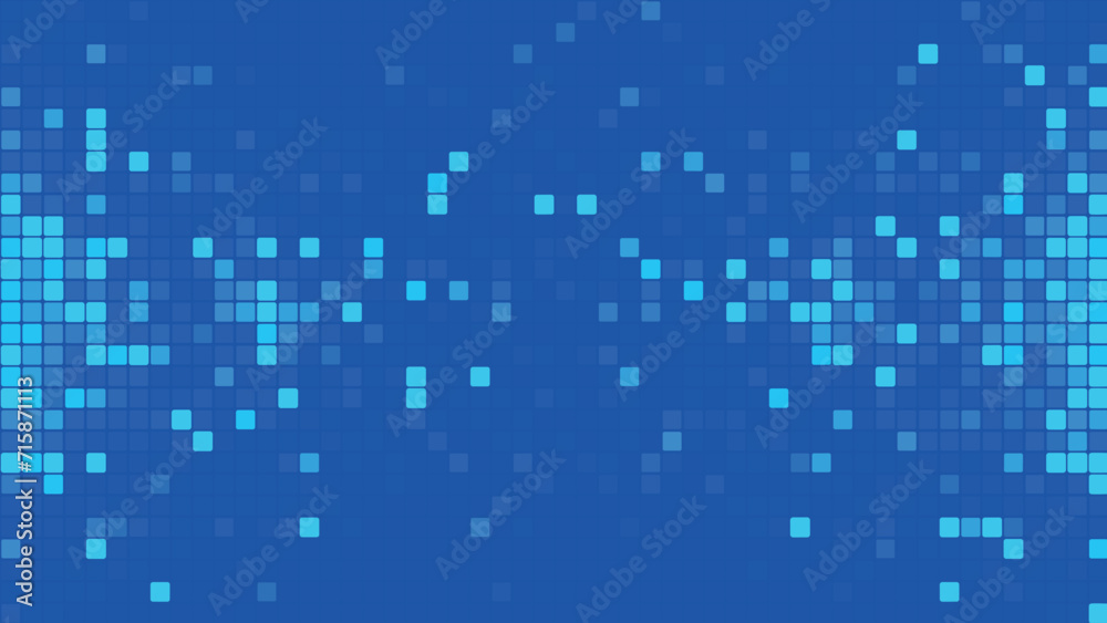 Poster abstract background of blue squares. background of computer mosaic squares. simple abstract graphic 