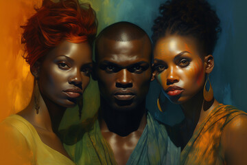 Artistic Expression of Human Diversity. Black History Month concept