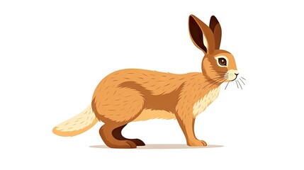 charming illustration of a hare, a wild northern forest animal, on a white background. Emphasize the fluffy and cute aspects of this woodland creature.