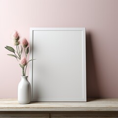 flowers in a vase with a picture white frame mockup and copy-paste text