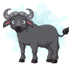 Cartoon buffalo isolated on white background